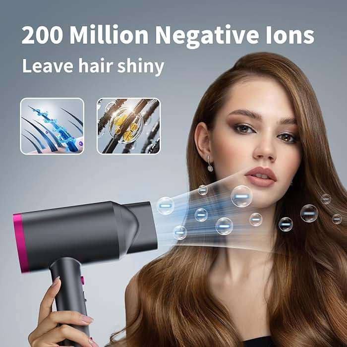 ANNE BETTY Ionic Hair Dryer with Diffuser, Powerful 1800W Blow Dryer for Women & Men, Fast-Drying Hair Dryer with Nozzle for Home, Salon, Travel - Image 3