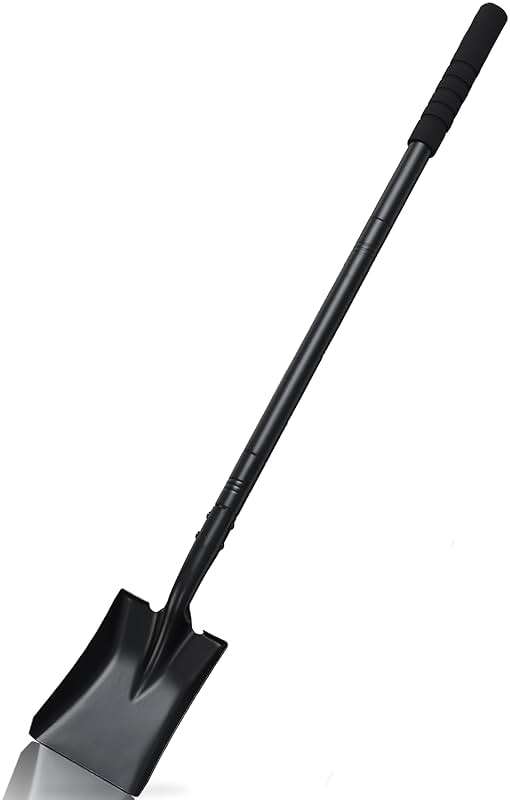 Small Square Shovel 43.3Inches Heavy Duty Garden Tools with Metal Handle, Small Transfer Spade for Digging Camping Car Beach Shovel, Black - Image 1