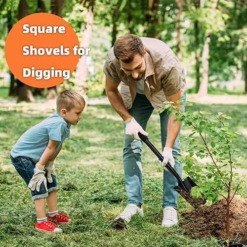 Small Square Shovel 43.3Inches Heavy Duty Garden Tools with Metal Handle, Small Transfer Spade for Digging Camping Car Beach Shovel, Black - Image 7