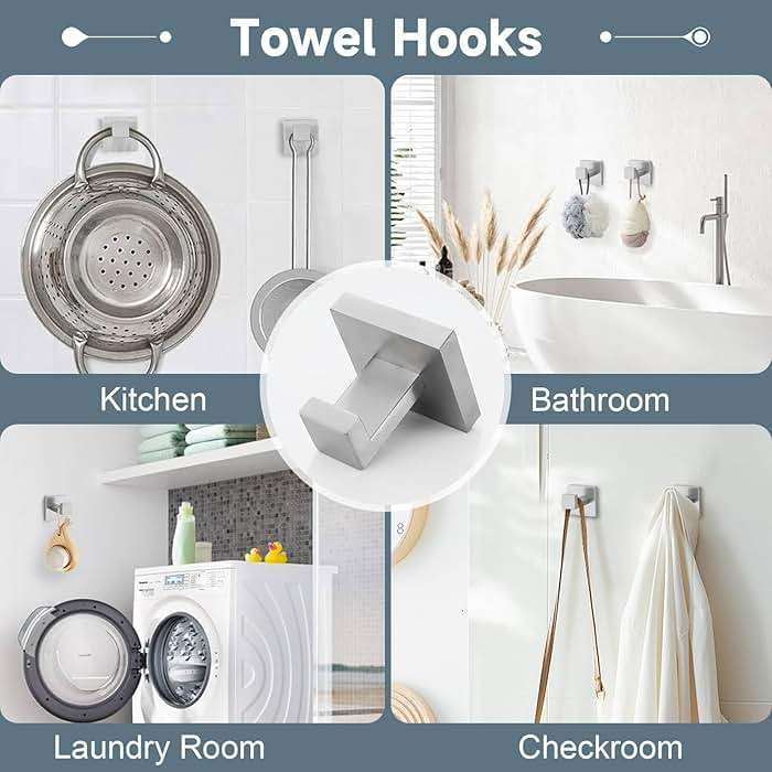 10-Piece Bathroom Hardware Accessories Set-Brushed Nickel Towel Bar, Holder & Racks-SUS304 Stainless Steel-Wall Mounted,23.6-Inch - Image 7