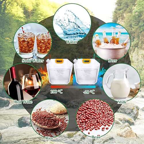 Jingmore 1.3 Gallon Collapsible Water Storage Bag Emergency Jug Container Clear Plastic Water Bladder for Outdoor Sport Camping Hiking No Leak, Freezable, Odorless, Flat Folding - Image 7