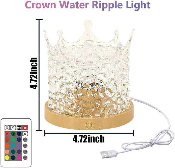 Ocean Wave Ceiling Projector, Northern Lights 16 Colors Water Lights Projector, Water Ripple Ambient Night Light with Remote, Touch Control Aurora Projector for Bedroom,Room Decor,Kids Room (Crown) - Image 5