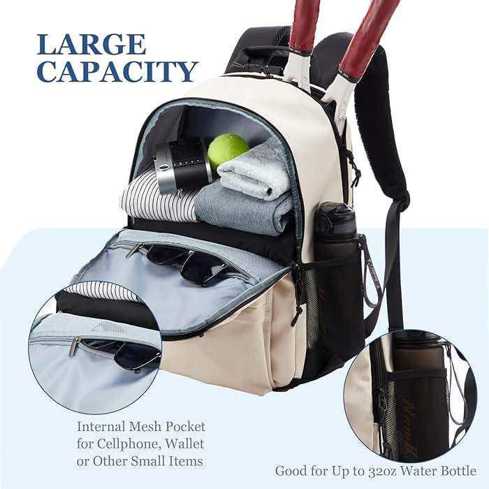 LANBX Tennis Bag, Tennis Backpack for Women Men 2 Rackets with Insulated Pocket Shoe Compartemnt for Pickleball Tennis - Image 5