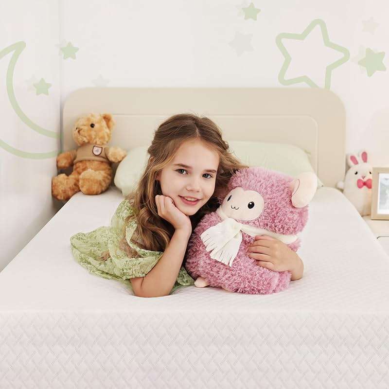 EGOHOME 6 Inch Twin Mattress for Kids, Memory Foam Mattress with Cooling Green Tea Gel, Relieve Pressure with Medium Firm Support, CertiPUR-US Certified, 75''L x 38''W, White - Image 3