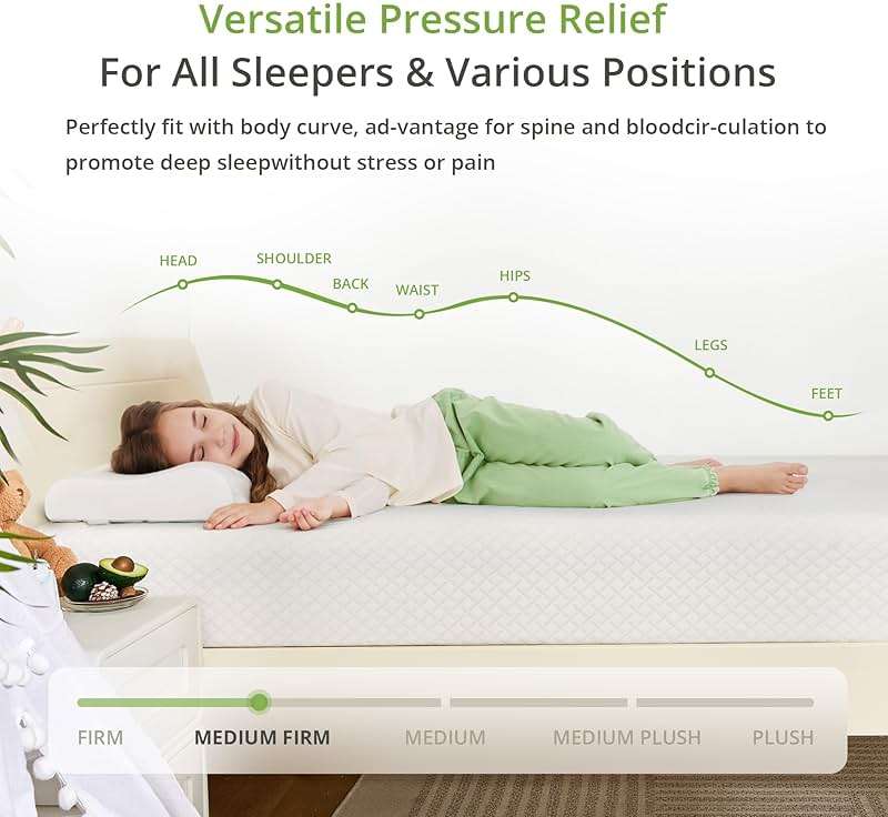 EGOHOME 6 Inch Twin Mattress for Kids, Memory Foam Mattress with Cooling Green Tea Gel, Relieve Pressure with Medium Firm Support, CertiPUR-US Certified, 75''L x 38''W, White - Image 5
