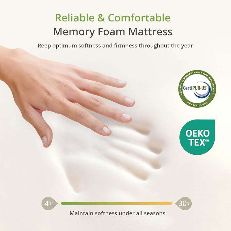 EGOHOME 6 Inch Twin Mattress for Kids, Memory Foam Mattress with Cooling Green Tea Gel, Relieve Pressure with Medium Firm Support, CertiPUR-US Certified, 75''L x 38''W, White - Image 8