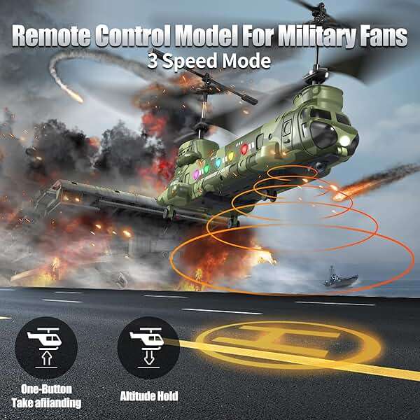 OBEST LM19-D Chinook RC Helicopter,Remote Control Military Helicopter with Camera,Twin-propeller with Altitude Hold,One Key take Off/Landing,Army RC Toys and Military Fans - Image 3