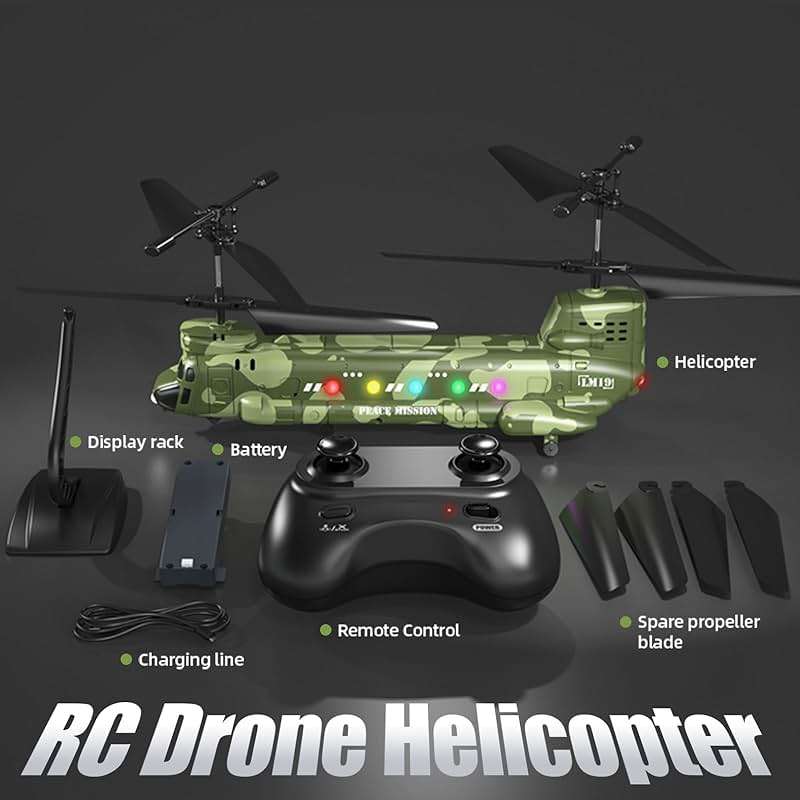OBEST LM19-D Chinook RC Helicopter,Remote Control Military Helicopter with Camera,Twin-propeller with Altitude Hold,One Key take Off/Landing,Army RC Toys and Military Fans - Image 7
