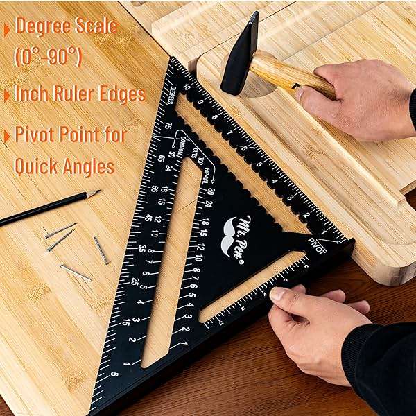 Mr. Pen- Rafter Square, 12 Inch, Black, Aluminum Alloy 12 Inch, Triangle Ruler for Roofing, Framing, Woodworking and Accurate Angle Layouts - Image 4