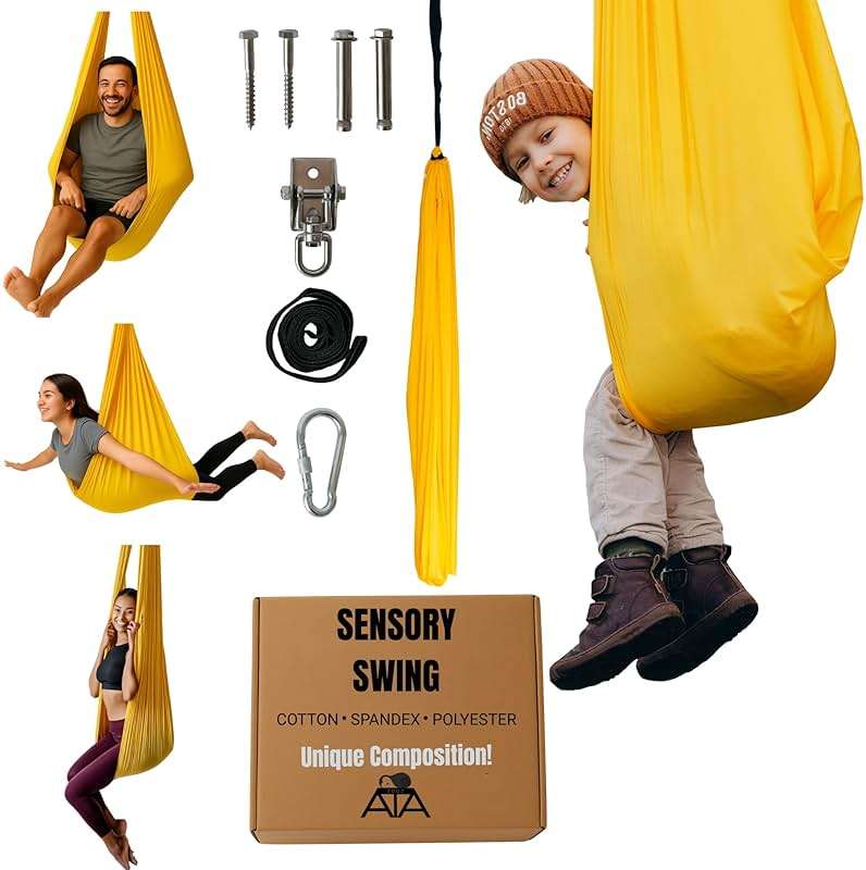 Sensory Swing for Kids & Adults (300 lb Capacity) - Indoor & Outdoor Therapy Swing - Soft Calming Hug Effect for ADHD, Autism & Sensory Seekers - Hardware Included - Image 1
