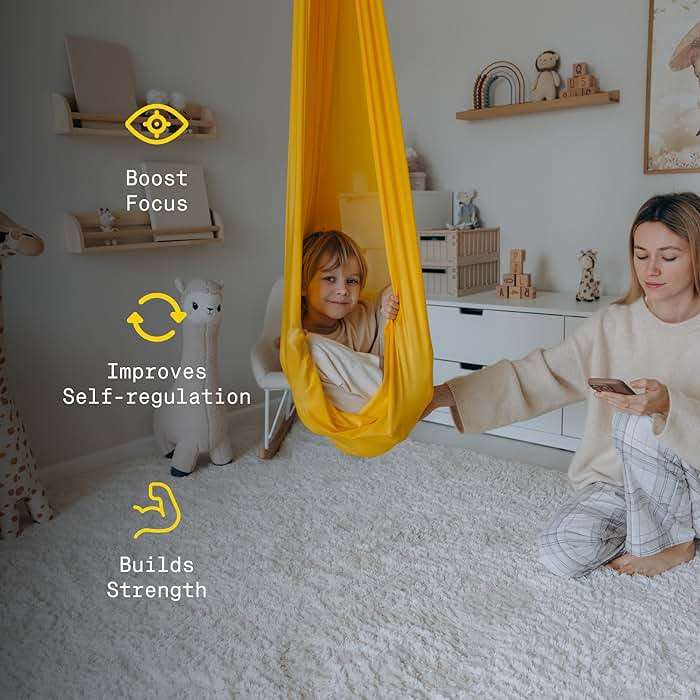 Sensory Swing for Kids & Adults (300 lb Capacity) - Indoor & Outdoor Therapy Swing - Soft Calming Hug Effect for ADHD, Autism & Sensory Seekers - Hardware Included - Image 4