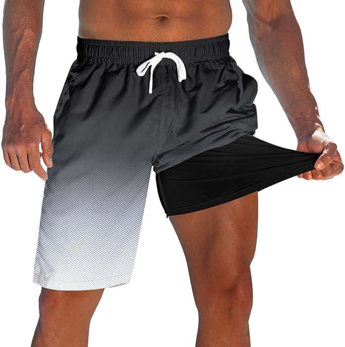 westwolf Men's Swim Trunks with Compression Liner 9" Quick Dry Board Shorts - Image 1