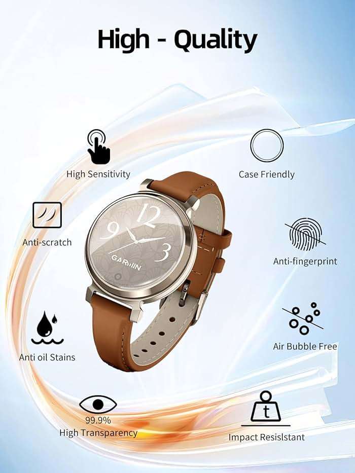 BOVUGAC for Garmin Lily 2 Active Small and Stylish Smartwatch Tempered Glass Film, for Lily 2 Active Sport Smartwatch Screen Protector Anti-Scratch Sensitive Dropproof Transparent[3 Pack] - Image 5