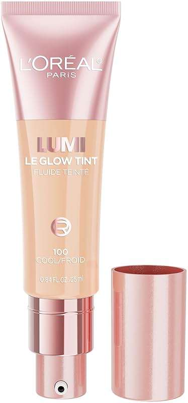 L'Oreal Paris Lumi Le Glow Tint Fluide Teinte, Lightweight Fluid Tint That Glow Like An Illuminator & Cover Like A Foundation, Cool/Froid 100, 0.84 Fl Oz - Image 1