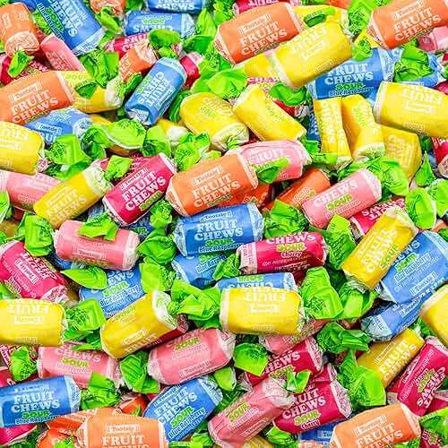 Sour Fruit Chews Assorted Candy Mix, 5 Tangy Flavors, Sour Tootsie Roll Taffies, Gluten Free & Peanut Free, Perfect For Parties & Goody Bags, 2 Lb Resealable Bag - Image 1