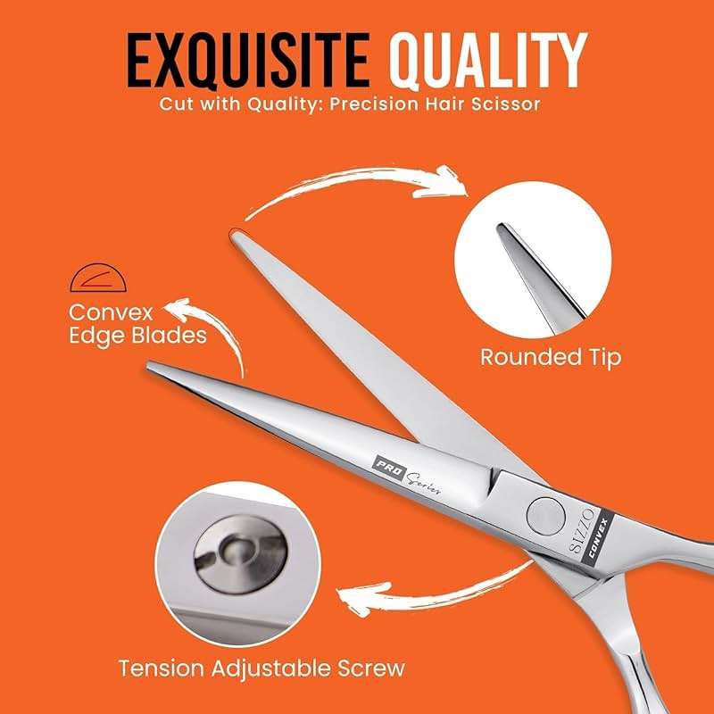 Hair Cutting Scissors 6.25" Barber Scissor, Ideal for Professional Barber, Men, Women, and Hair Stylist Trimming Kit for Haircutting Best Shears for Hair Cut by SIZZO - Image 3