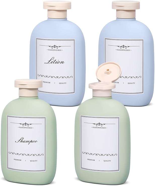 UMETASS 8.8 oz Plastic Travel Shampoo Bottles, Empty Plastic Squeeze Bottles with Flip Cap for Toiletries, Leakage-proof Travel Shampoo and Conditioner Bottles - Image 1