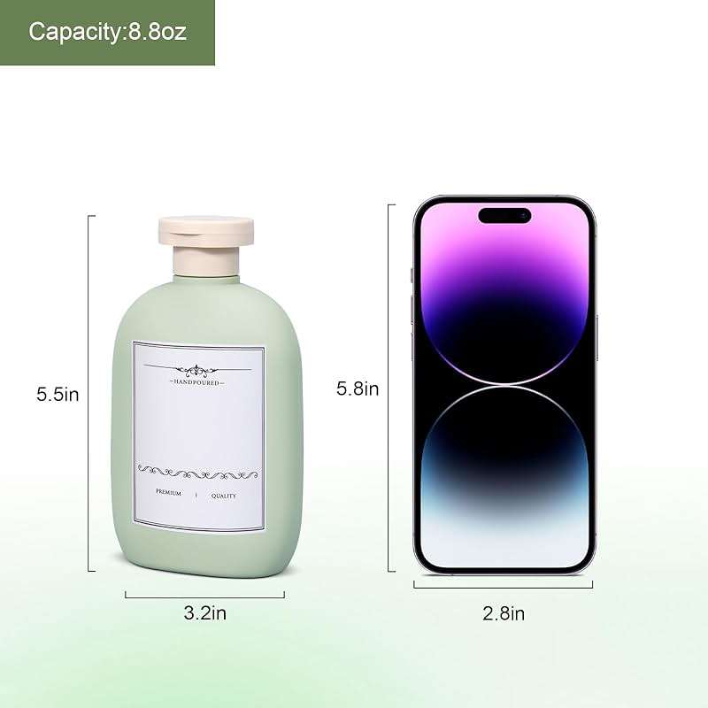 UMETASS 8.8 oz Plastic Travel Shampoo Bottles, Empty Plastic Squeeze Bottles with Flip Cap for Toiletries, Leakage-proof Travel Shampoo and Conditioner Bottles - Image 2