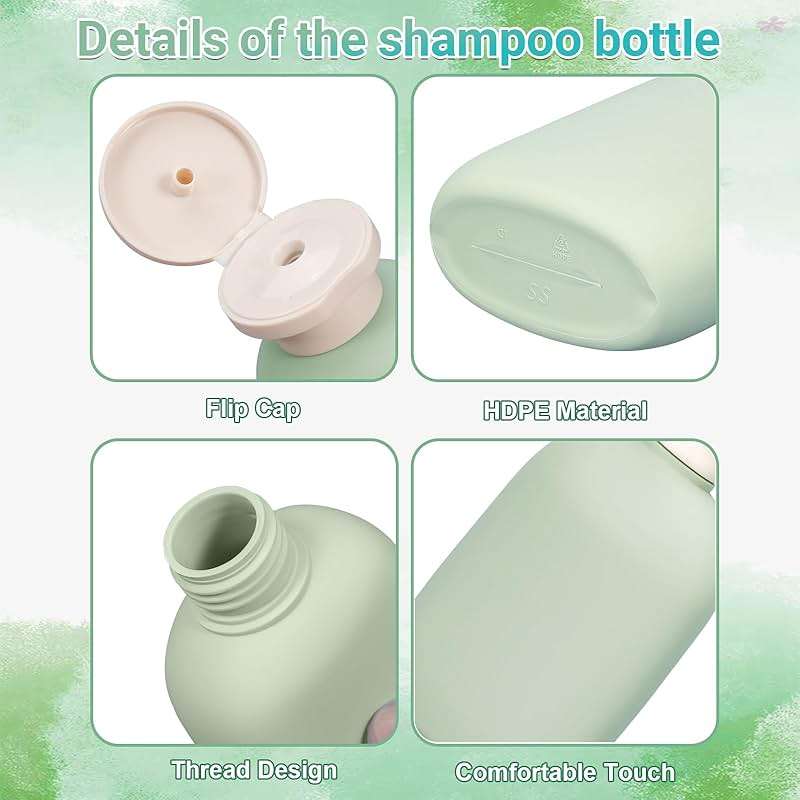UMETASS 8.8 oz Plastic Travel Shampoo Bottles, Empty Plastic Squeeze Bottles with Flip Cap for Toiletries, Leakage-proof Travel Shampoo and Conditioner Bottles - Image 3