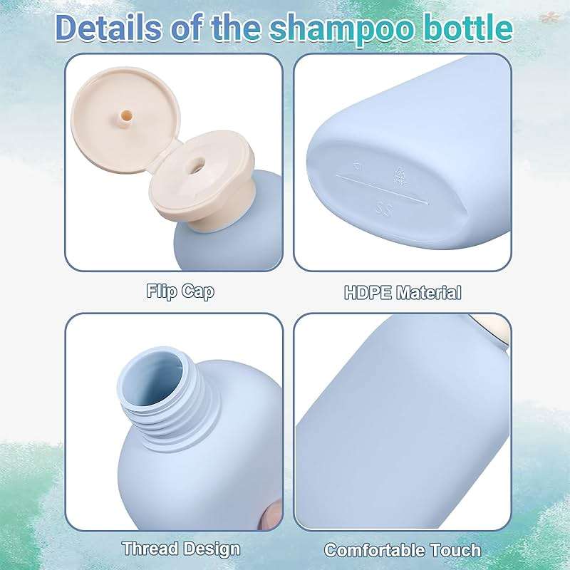 UMETASS 8.8 oz Plastic Travel Shampoo Bottles, Empty Plastic Squeeze Bottles with Flip Cap for Toiletries, Leakage-proof Travel Shampoo and Conditioner Bottles - Image 5