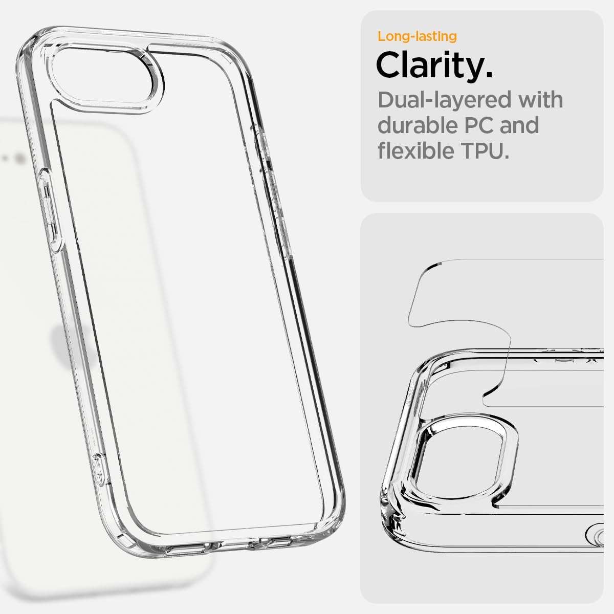 Spigen for iPhone 17e / 16e Case, Ultra Hybrid [No Magnet Ring][Anti-Yellowing] - Crystal Clear - Image 5