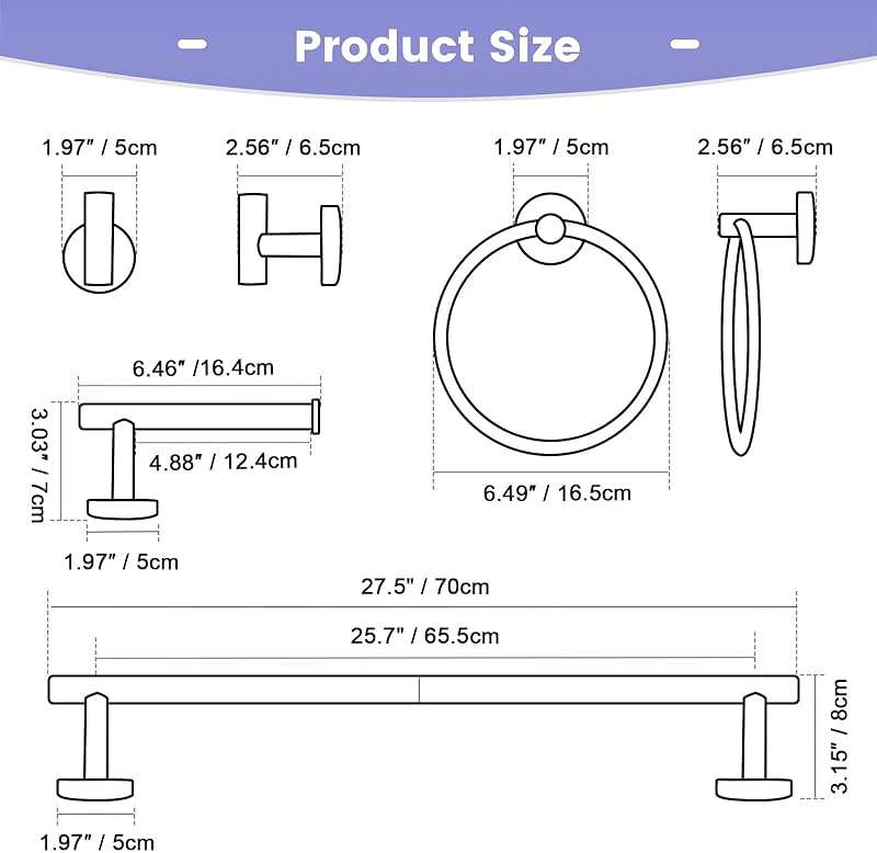 YACVCL 10 Pieces Brushed Nickel Bathroom Hardware Accessories Set, 27.5 Inch Towel Bar Set SUS304 Stainless Steel Towel Holder Set for Bathroom,Wall Mounted Towel Rack Set - Image 3