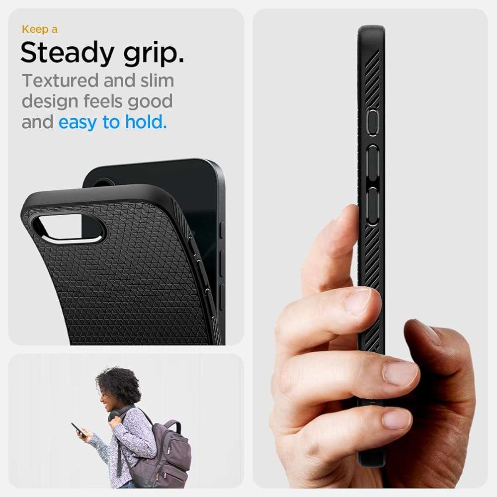 Spigen for iPhone 17e / 16e Case, Liquid Air [Military-Grade Protection] - Matte Black | Military-Grade Protection - Image 5