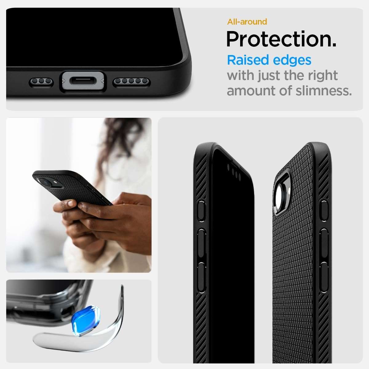 Spigen for iPhone 17e / 16e Case, Liquid Air [Military-Grade Protection] - Matte Black | Military-Grade Protection - Image 6