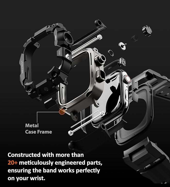 ULTIMAL Rugged Case with Band for Apple Watch 46mm,Compatible with Apple Watch Series 11/10, Military Grade Shockproof Bumper Cover for iWatch Tactical Band Men (Black, 46mm) - Image 4