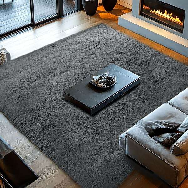 Fluffy 8x10 Area Rug Living Room: Shag Grey Area Rugs for Bedroom- Large Plush Soft Gray Rugs for Living Room- Fuzzy Modern Carpets for Bedroom, Kids Room Decor (Grey, 8x10Feet - Image 3