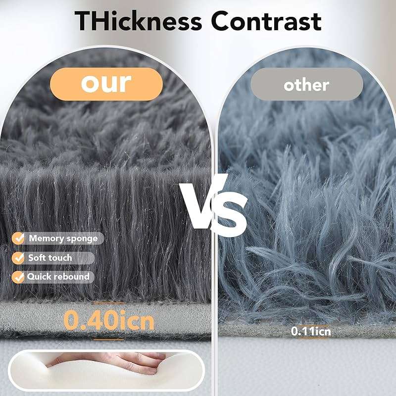Fluffy 8x10 Area Rug Living Room: Shag Grey Area Rugs for Bedroom- Large Plush Soft Gray Rugs for Living Room- Fuzzy Modern Carpets for Bedroom, Kids Room Decor (Grey, 8x10Feet - Image 5
