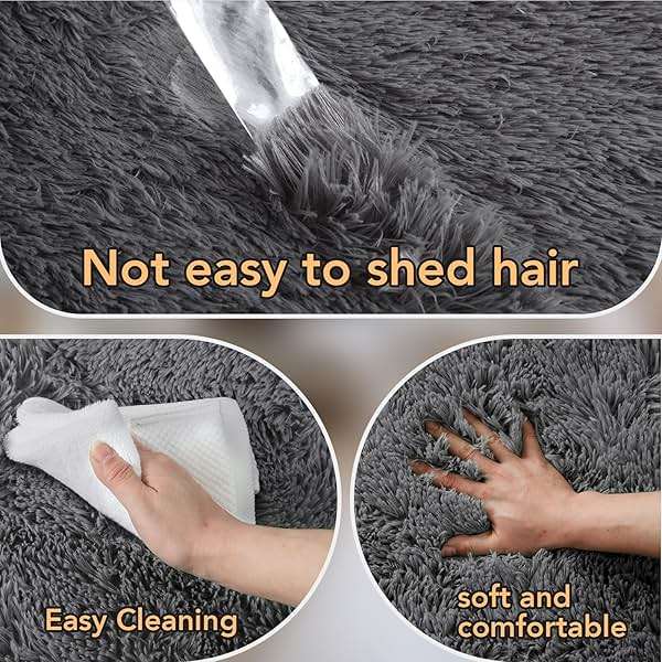 Fluffy 8x10 Area Rug Living Room: Shag Grey Area Rugs for Bedroom- Large Plush Soft Gray Rugs for Living Room- Fuzzy Modern Carpets for Bedroom, Kids Room Decor (Grey, 8x10Feet - Image 7