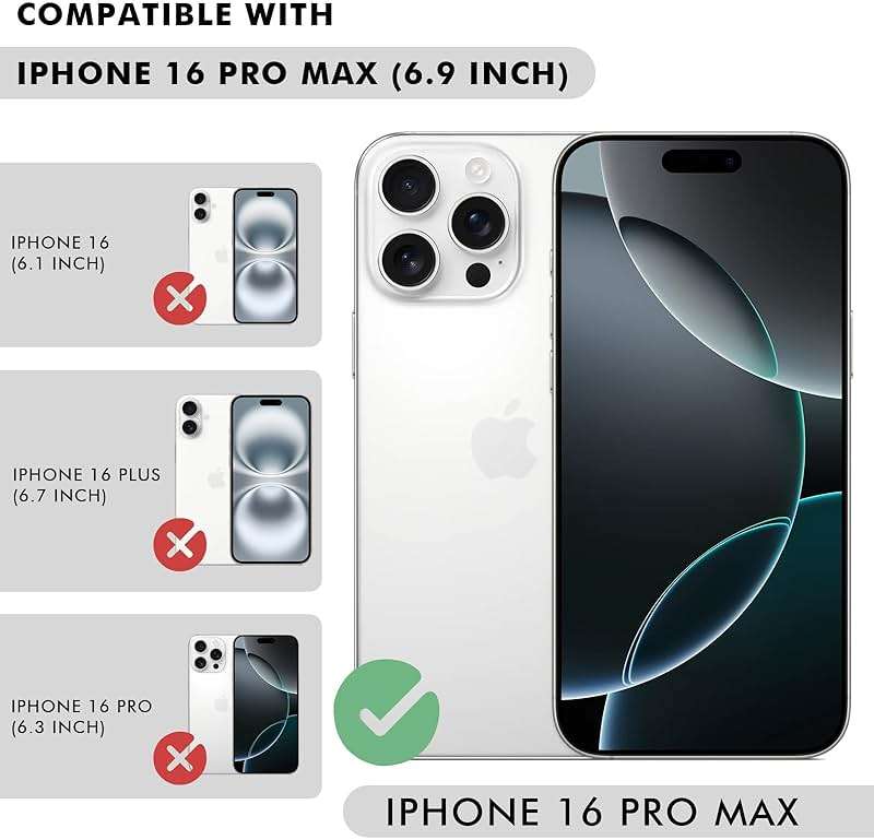 ZVE for iPhone 16 Pro Max Wallet Case for Women, Crossbody Case with Wrist Strap Protective Leather Lanyard with Ring Holder Flip Cover 6.9 Inch - Black - Image 7