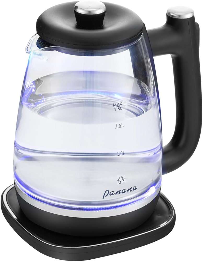 Panana Electric Kettle, Tea Kettle Pot, 1.8L, 1200W, Removable Stainless Steel Inner Lid for Easy Cleaning, Hot Water Kettle Teapot Boiler, Automatic Shut Off, BPA-Free - Image 1