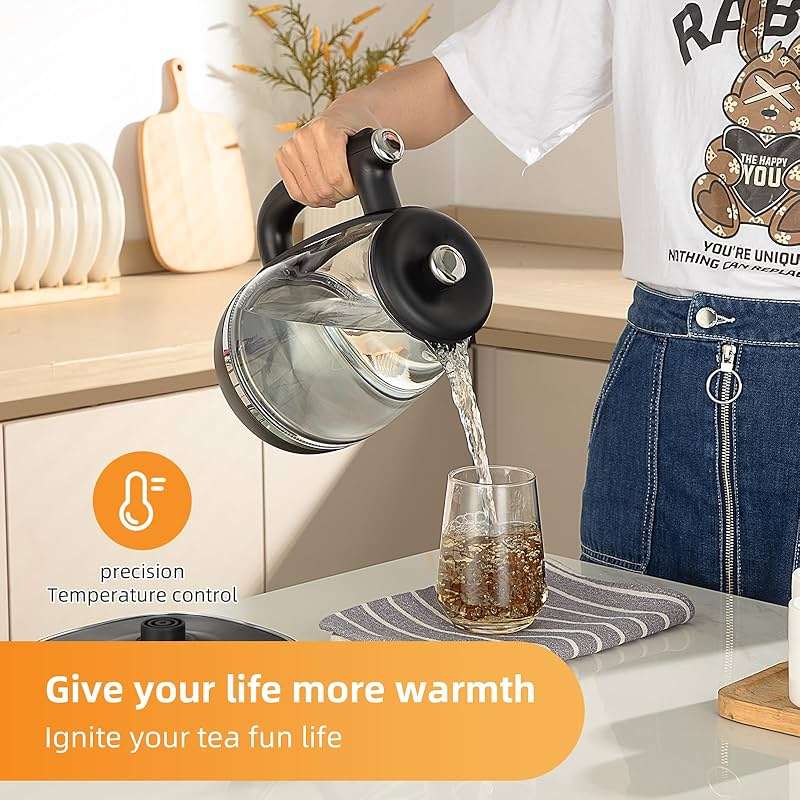 Panana Electric Kettle, Tea Kettle Pot, 1.8L, 1200W, Removable Stainless Steel Inner Lid for Easy Cleaning, Hot Water Kettle Teapot Boiler, Automatic Shut Off, BPA-Free - Image 3