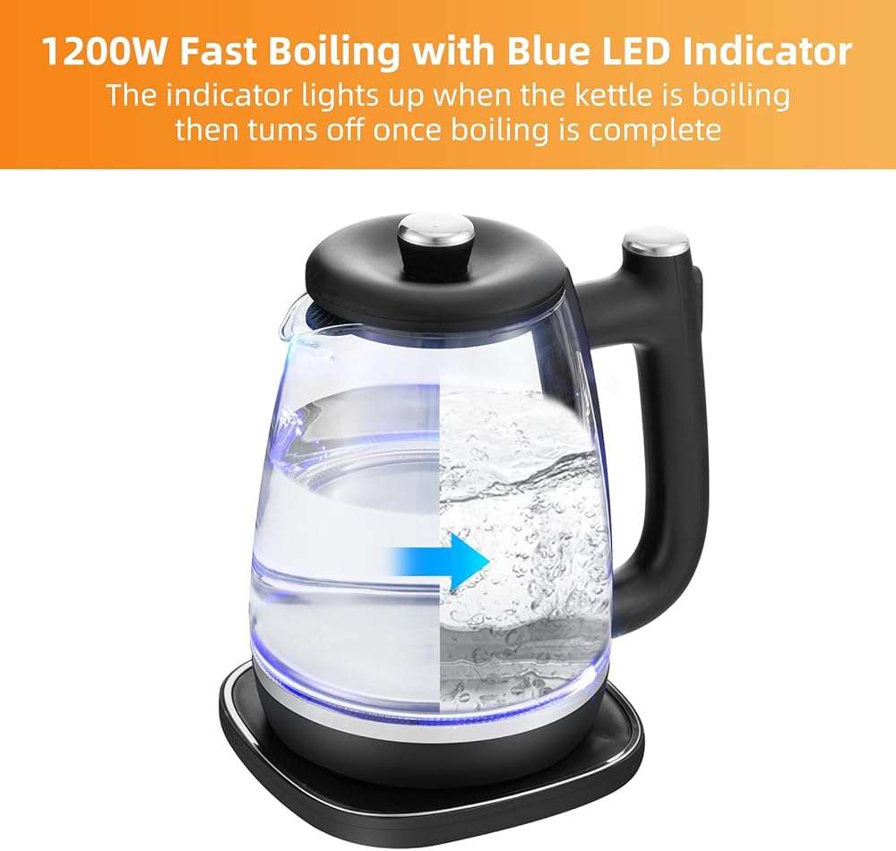 Panana Electric Kettle, Tea Kettle Pot, 1.8L, 1200W, Removable Stainless Steel Inner Lid for Easy Cleaning, Hot Water Kettle Teapot Boiler, Automatic Shut Off, BPA-Free - Image 7