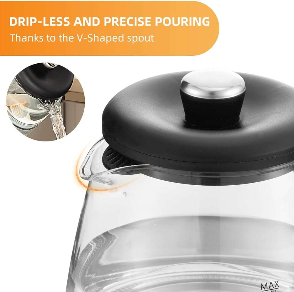 Panana Electric Kettle, Tea Kettle Pot, 1.8L, 1200W, Removable Stainless Steel Inner Lid for Easy Cleaning, Hot Water Kettle Teapot Boiler, Automatic Shut Off, BPA-Free - Image 9