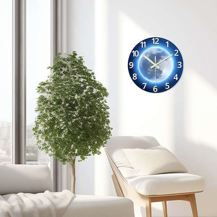 Constantplanet Analog Glow in The Dark Wall Clock Battery Operated 12 Inch Blue Light Up Clock for Wall Silent Wall Clock for Kids Bedroom - Image 4