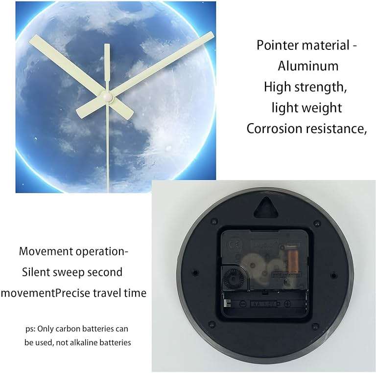 Constantplanet Analog Glow in The Dark Wall Clock Battery Operated 12 Inch Blue Light Up Clock for Wall Silent Wall Clock for Kids Bedroom - Image 5