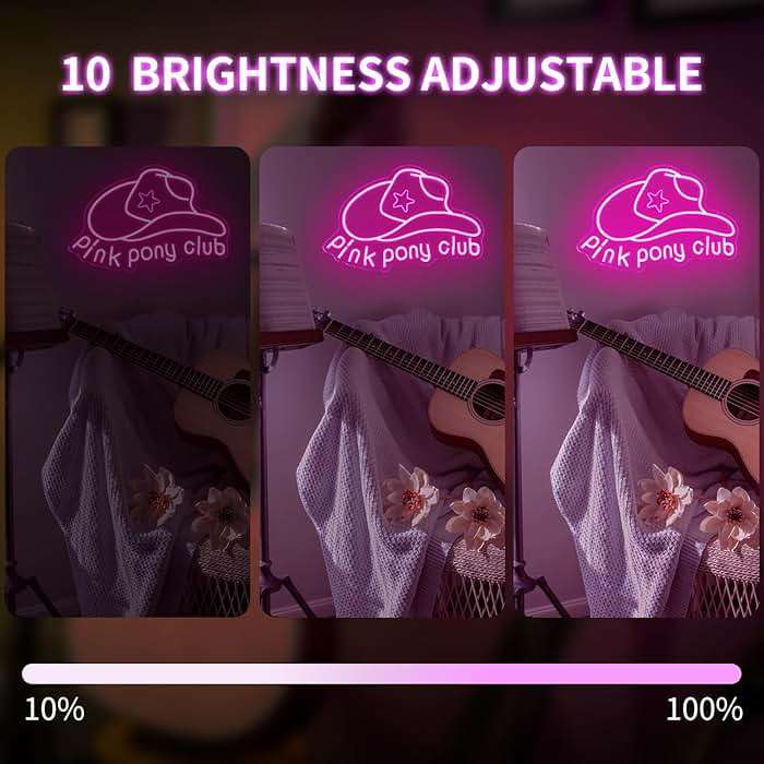 Vveikea Pink Pony Neon Sign Western Cowgirl Neon Lights for Wall Decor Dimmable Neon Lights Midwest Princess Led Signs For Bedroom Wall Girl Cave Club Bar Pub Gift - Image 5