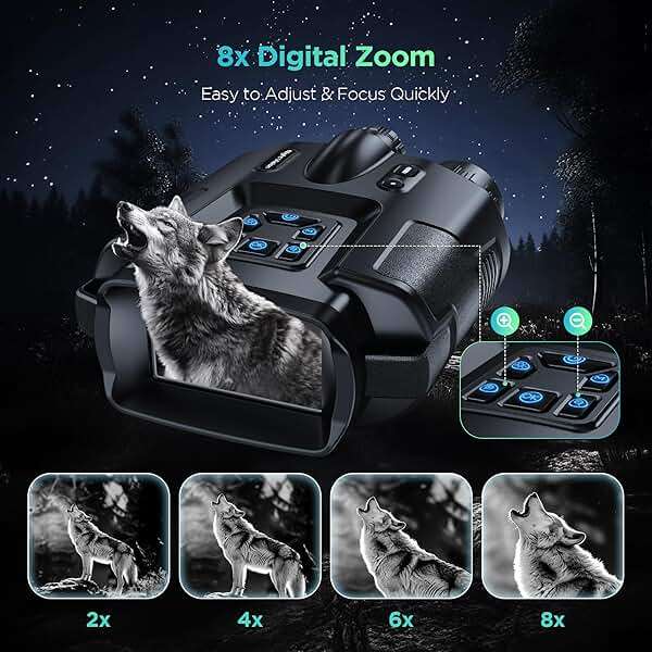 Diyimin 4K Night Vision Goggles for Adults, 2000FT Infrared Night Vision Binoculars with Tactical Light, 8X Digital Zoom for Outdoor, Camping and Travel - Image 3