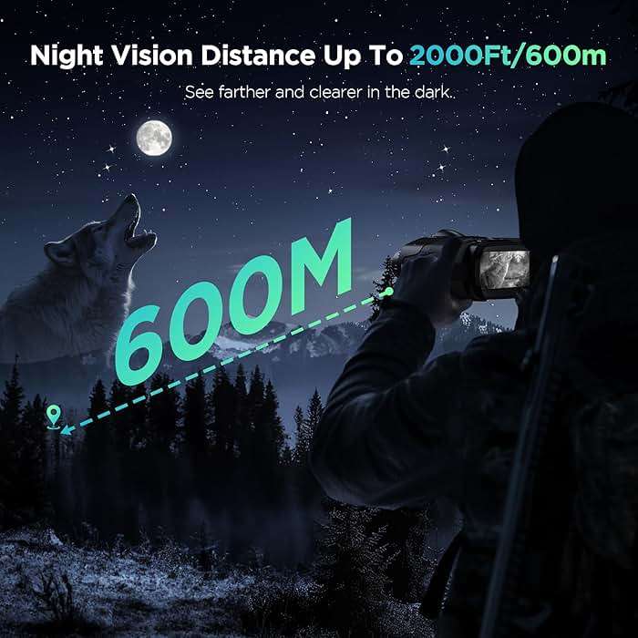 Diyimin 4K Night Vision Goggles for Adults, 2000FT Infrared Night Vision Binoculars with Tactical Light, 8X Digital Zoom for Outdoor, Camping and Travel - Image 4