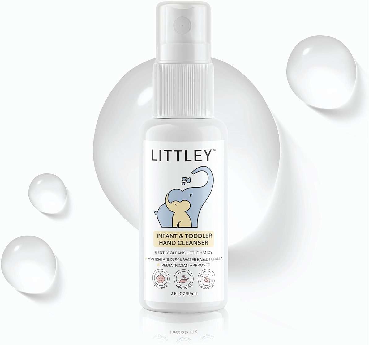 Littley Infant & Toddler Hand Cleanser | Alcohol-Free HOCl Spray for Delicate Skin | Fragrance-Free Formula | Gentle & Convenient Hand Mist | Portable Travel Size | 2 oz - Image 1