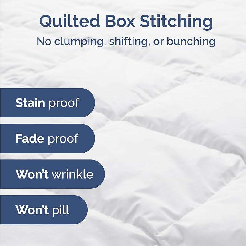 Queen Comforter Set - White Bedding for All Seasons - 3 Piece Bed Set, 1 Lightweight Comforter (88" x 88") and 2 Pillow Shams (20" x 26") - Box Stitched Down Alternative, Duvet Insert with Corner Tabs - Image 4