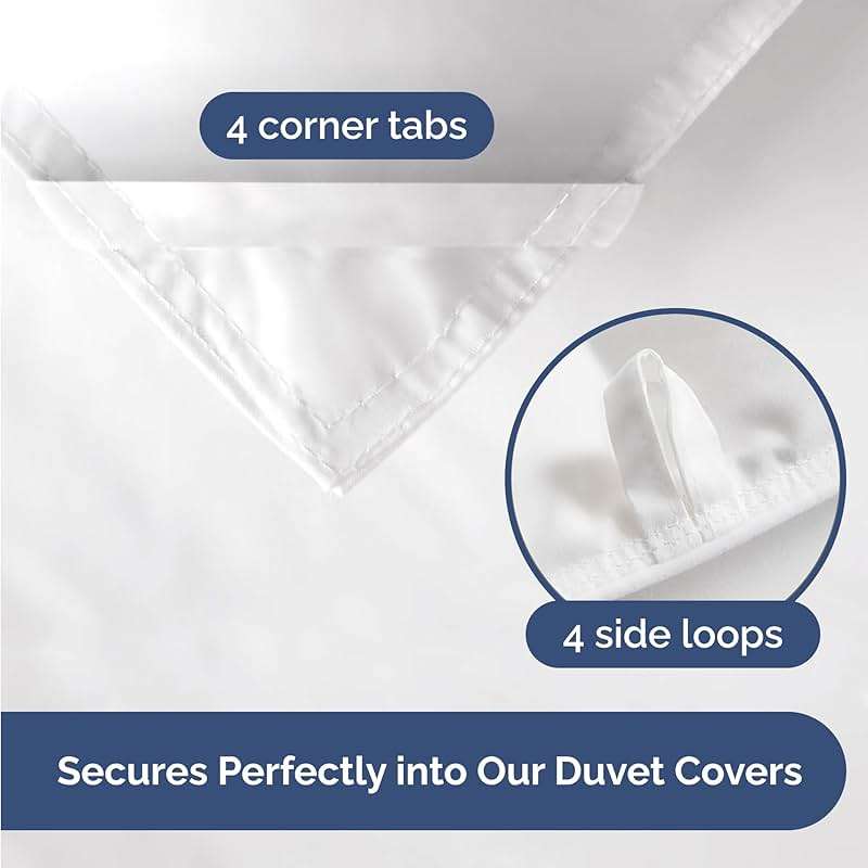 Queen Comforter Set - White Bedding for All Seasons - 3 Piece Bed Set, 1 Lightweight Comforter (88" x 88") and 2 Pillow Shams (20" x 26") - Box Stitched Down Alternative, Duvet Insert with Corner Tabs - Image 6