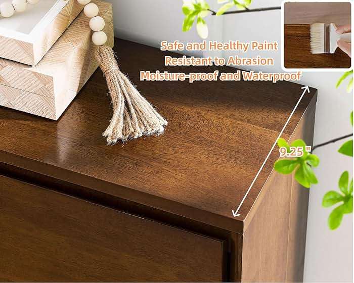 LKTART Mid Century Modern Narrow Sideboard Buffet Cabinet,Small Walnut Entryway Cabinet,Wood Credenza Storage Cabinet with 2 Doors for Living Room,Kitchen,Hallway(9.25" D*39" L) - Image 7
