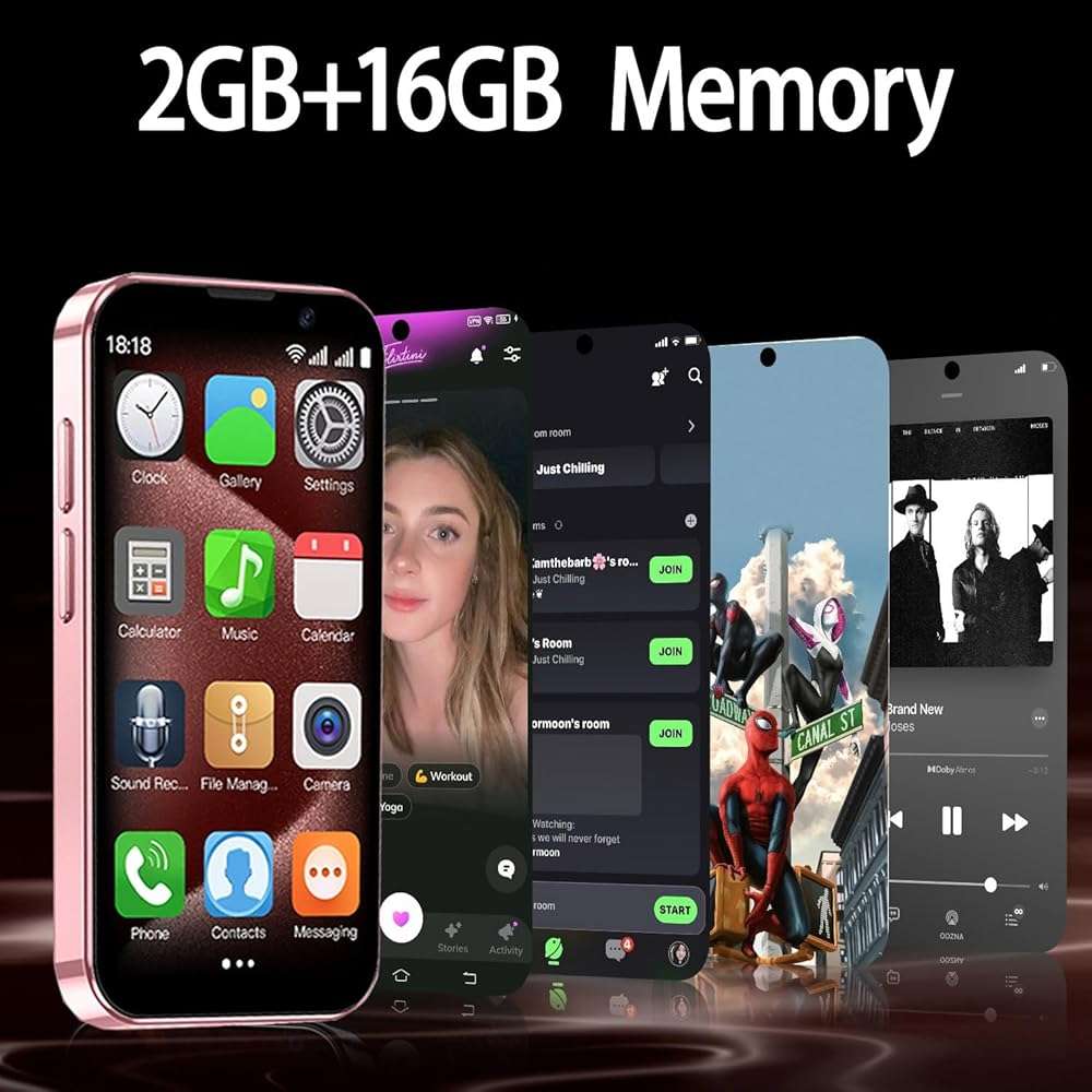 IBOZOU Mini Smartphone 3G Unlocked 3.0 Inch Dual Sim Face ID Best Gift for Kids World's Smallest Phone Premium Child Small Student Pocket Cellphone, 2+16GB (Pink) - Image 3