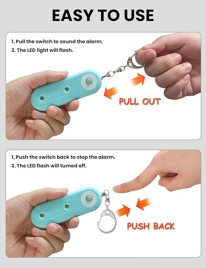 ROTOPATA Personal Safety Alarm Keychain for Women, Rechargeable 130DB Loud Emergency Self Defense Key Chain Siren with LED Strobe Light for Elderly Traveling College Essentials (Black & Orange) - Image 2