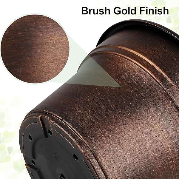 Plant Planters Pots Set of 4 Pack 8 Inch, Plastic Flower Pot For Indoor Plants With Drainage Holes & Trays, Resin Decorative Container Sets With Saucer For House Outdoor Garden Planters Copper - Image 4
