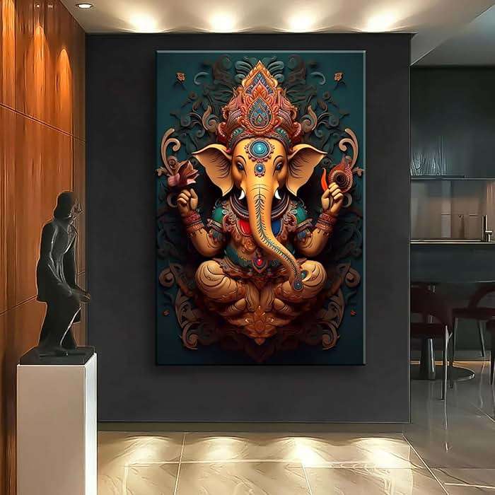 cjkhgdoi Ganesh Wall Art, Hindu Wall Decor, Panoramic Ganesh Wall Decor For Living Room Poster Ready To Hang (Unframed,24×36 inch) - Image 3